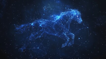Naklejka premium Digital horse constellation glowing with stars in cosmic galaxy image