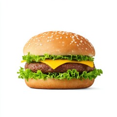 Delicious burger with cheese isolated on white background