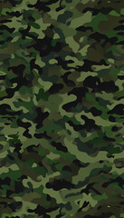 Military Camouflage Pattern - Seamless Army Camo Texture, Jungle Green & Brown Fabric Design for Uniform, Clothing, and Wallpaper