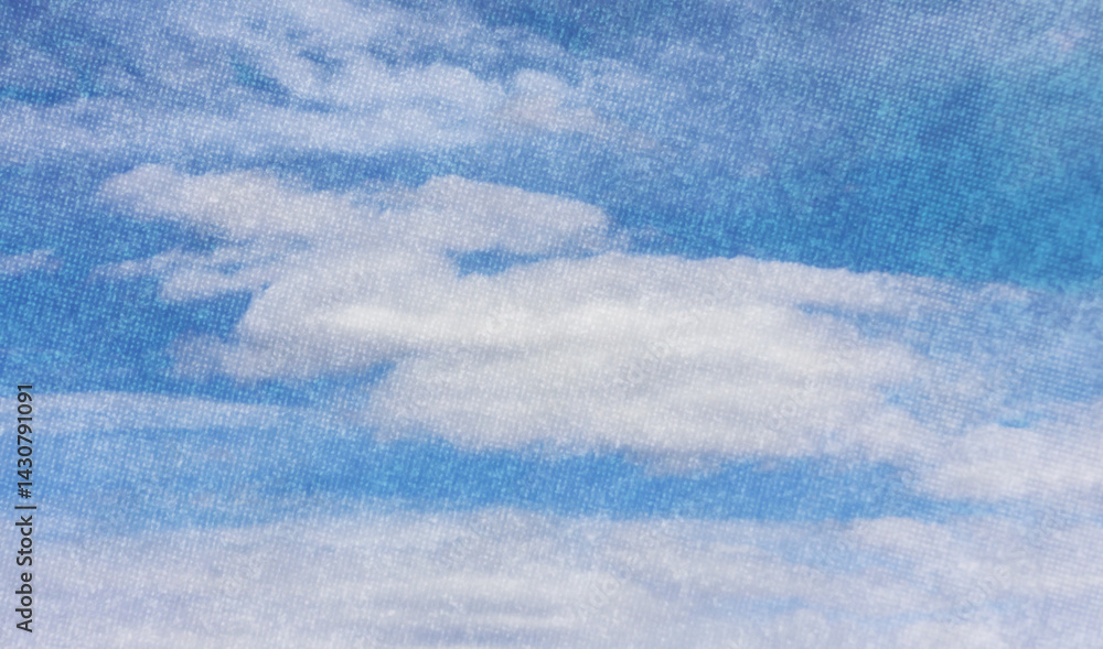 Poster color halftone texture of blue sky with clouds. abstract cloud pattern vector dotted pixel texture b