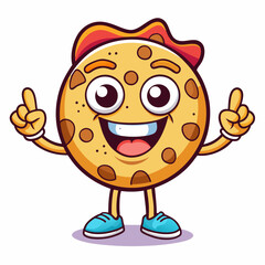 Cartoon cookie character full of groovy vibes vector Graphic on white background