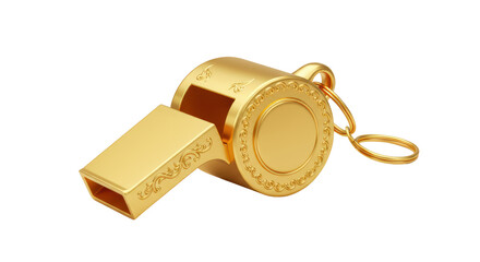 Isolated Ornate Golden Referee Whistle with Intricate Design