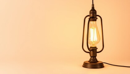 Vintage Table Lamp on Peach Background