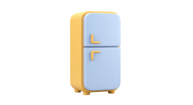 Isolated Cartoon Style Pastel Color Refrigerator