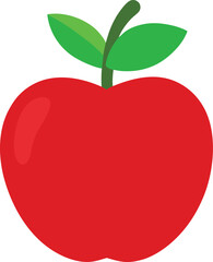 Red delicious or Fuji apple fruit with leaf flat vector icon for food apps and websites