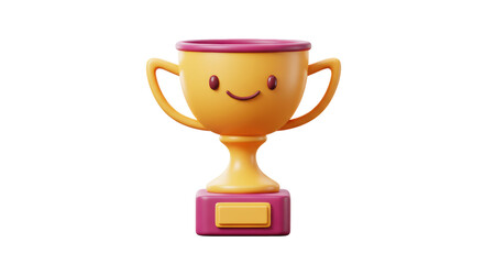 Isolated Smiling Trophy Cup Cartoon Style