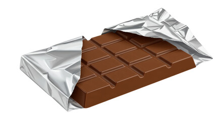 Isolated Chocolate Bar in Foil Wrapper Sweet Treat