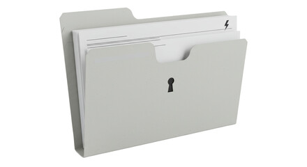 Isolated File Folder with Keyhole Symbol for Security