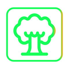 Green outline of a tree inside a green square