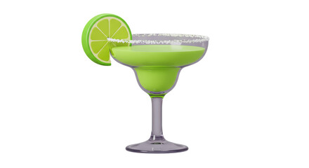 Isolated Refreshing Margarita Cocktail with Lime Garnish