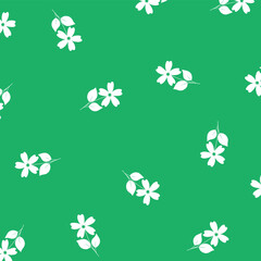 Floral Vector Background with White Daisy Silhouettes on Green