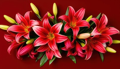 Vivid Red Lilies Arrangement
