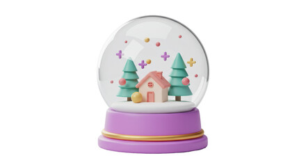 Isolated Snow Globe with House and Trees