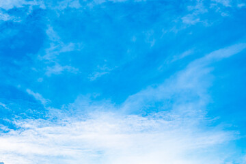 Panorama of cloud clear sky background for summer vacation concept at ocean and summer sea water with sunlight of beautiful cloudy	