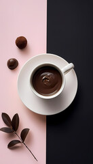 Freshly Brewed White Coffee Cup on Saucer – Closeup of Hot Espresso with Rich Aroma, Isolated on White Background