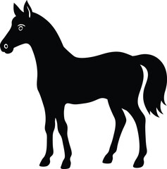 A silhouette of a horse