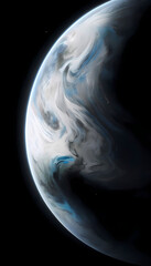 Stunning 3D Earth Globe Rotating in Space – Blue Planet with Continents, Oceans, and Clouds – Global View of Europe and America at Night