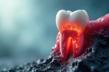 Inflamed gum, exposed tooth root, intense pain , swelling, treatment