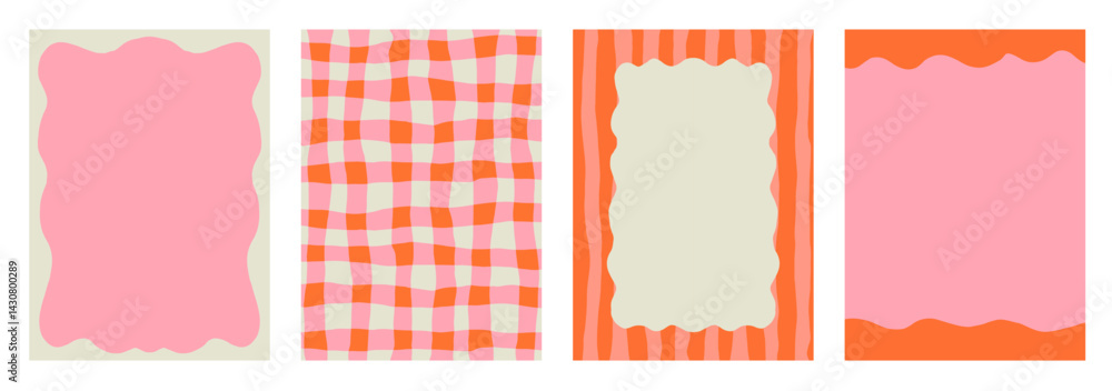 Poster Vector illustration, vertical abstract backgrounds and graphic prints - decorative stories templates with copy space for text for social media in y2k groovy minimal style