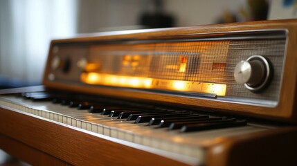 Vintage Electronic Keyboard with Glowing Keys