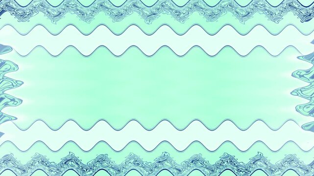 Decorated long vertical rectangular blue wavy closed lines frame, greenish background with space for your own content.