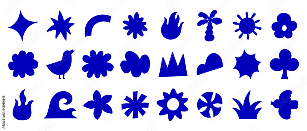 Aufkleber vector set of minimalist design elements, flowers, doodles, scribbles - abstract background elements