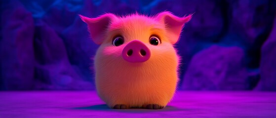 Fototapeta premium A Fluffy Piglet Smiling Playfully in a Vibrant Setting of excellence in splendor beyond compare