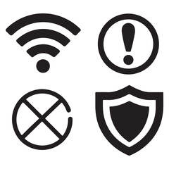 Wireless Network Vector Icons - WiFi Status & Security Symbols
