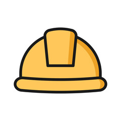 Safety helmet vector icon in solid line style. Simple and minimalist industrial and factory theme icons