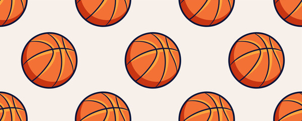 Basketball Ball seamless pattern. Sports ball. Cartoon style. Vector illustration.	