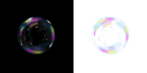 3D Soap Bubbles PNG Illustration with Iridescent Shine for Fun and Wellness Projects