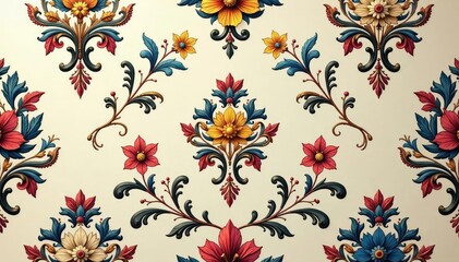 Intricate floral damask pattern in muted tones, subtle, wall, tones