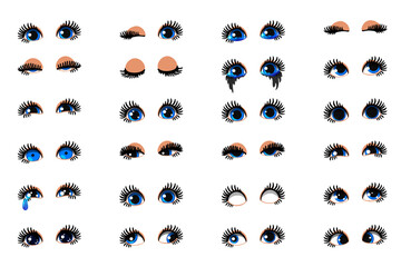 vector cartoon eyes collection clip arts isolated on transparent background