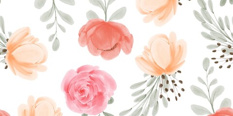 Delicate Watercolor Floral Pattern with Soft Pastel Hues
