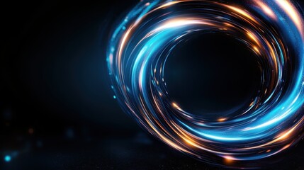 This image illustrates a mesmerizing circular motion of bright light waves, symbolizing infinity, connection, and the flow of energy in a captivating manner.