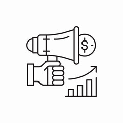 Marketing megaphone growth chart icon vector sign