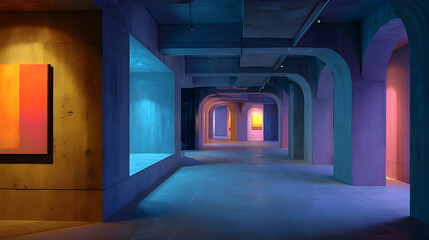 Architectural marvel with captivating tunnels and a harmonious blend of vibrant colors and creative lighting