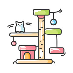 cat tree icon, cat tree vector illustration-simple illustration of cat tree, perfect for cat tree logos and icons