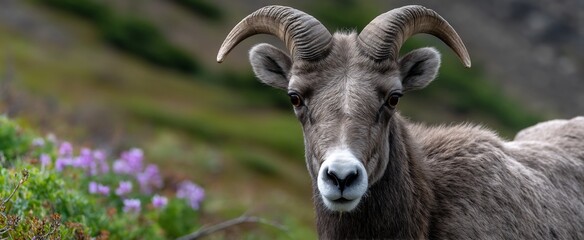 Close-up of a Mountain Goat in a Natural Setting