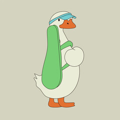 Funny Duck Tennis Player Character