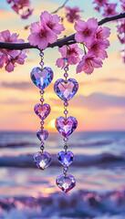 Elegant Gold Christmas Necklace with Floral Beads - Vintage Jewelry Design, Heart Ornament, Holiday Decoration, Love Gift, Festive Celebration, Fashion Illustration, Vector Art, Silhouette Pattern