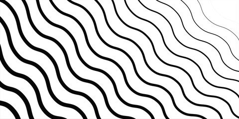 Fototapeta premium Illustration, vector, wave pattern, background, lines, black and white, banner, website.