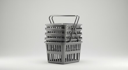 Stacked Gray Shopping Baskets Organization and Storage
