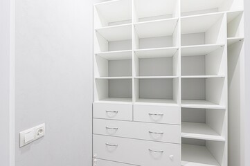 interior apartment room dressing room, hangers, storage system
