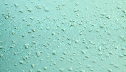 Water droplets on mint-green surface