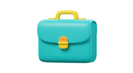 Isolated Turquoise Cartoon Briefcase with Yellow Accents