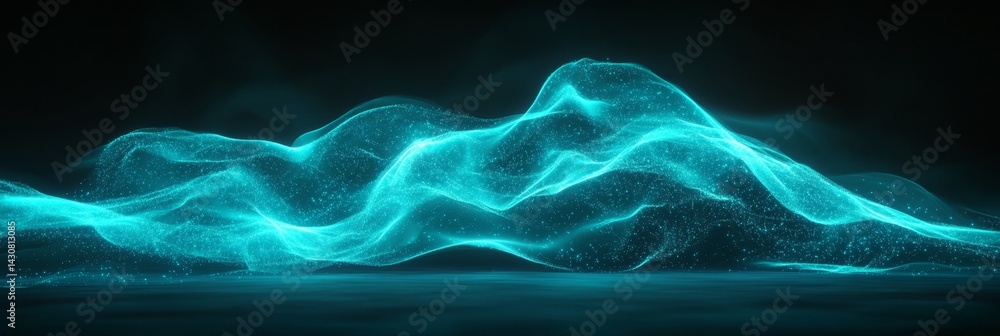 Aufkleber glowing blue light waves form elegantly flowing patterns in spectacular display