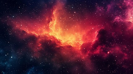 Naklejka premium Cosmic nebula with radiant colors and stars creating a vast, beautiful universe
