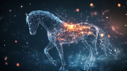 Glowing horse constellation created with stars and cosmic lines picture