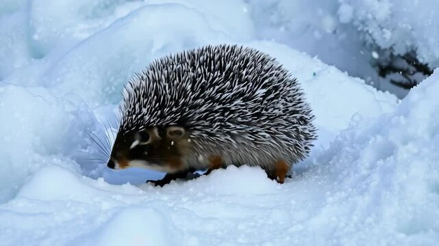 hedgehog in snow